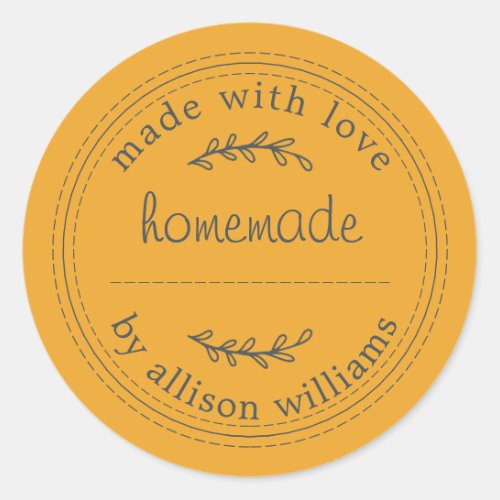 Rustic Homemade Baked Goods Jam Can Mellow Yellow Classic Round Sticker