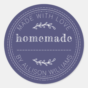 Rustic Homemade Baked Goods Jam Can Navy Blue Classic Round Sticker