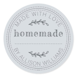 Rustic Homemade Baked Goods Jam Can Pastel Blue Classic Round Sticker