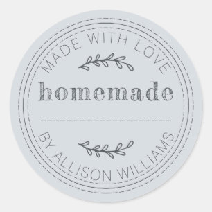Rustic Homemade Baked Goods Jam Can Pastel Blue Classic Round Sticker