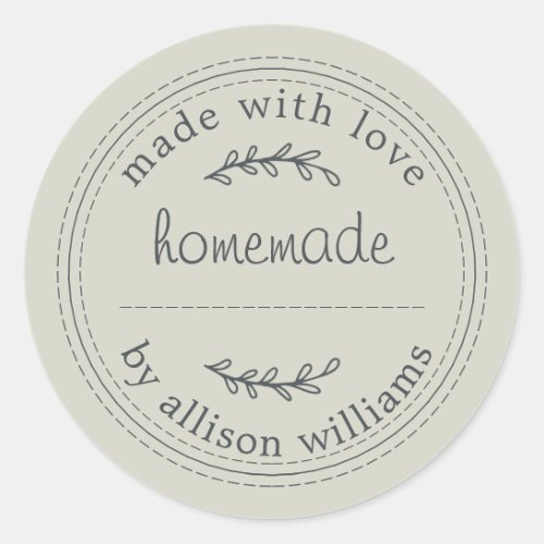 Rustic Homemade Baked Goods Jam Can Pastel Green Classic Round Sticker