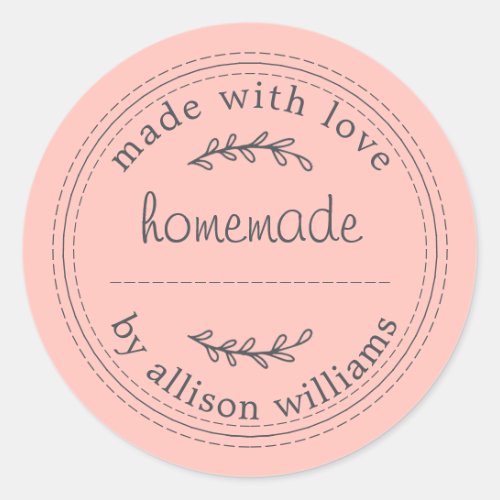 Rustic Homemade Baked Goods Jam Can Pastel Pink Classic Round Sticker