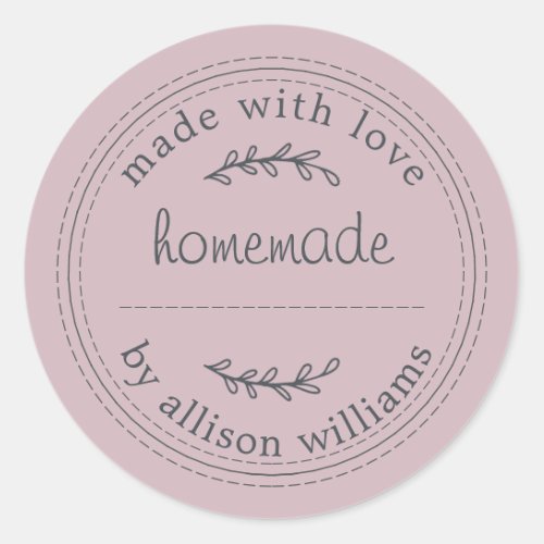 Rustic Homemade Baked Goods Jam Can Pastel Purple Classic Round Sticker