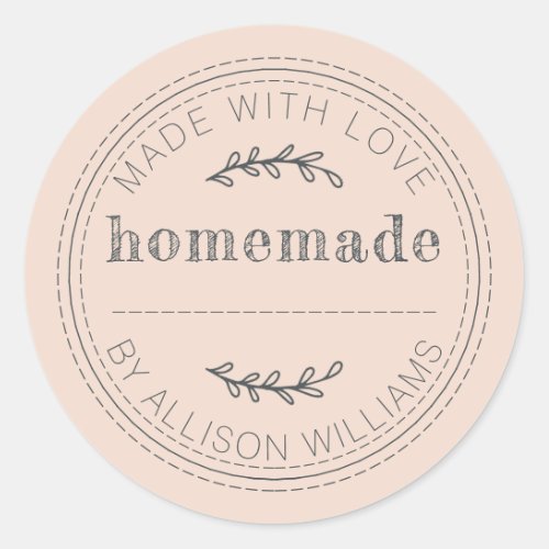 Rustic Homemade Baked Goods Jam Can Peach Dust Classic Round Sticker