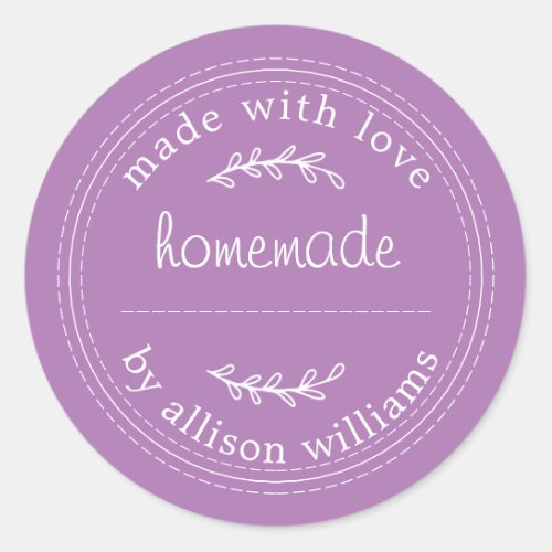 Rustic Homemade Baked Goods Jam Can Purple Classic Round Sticker