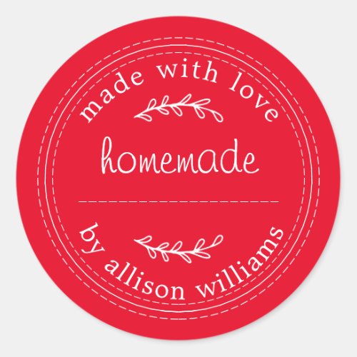 Rustic Homemade Baked Goods Jam Can Red Classic Round Sticker