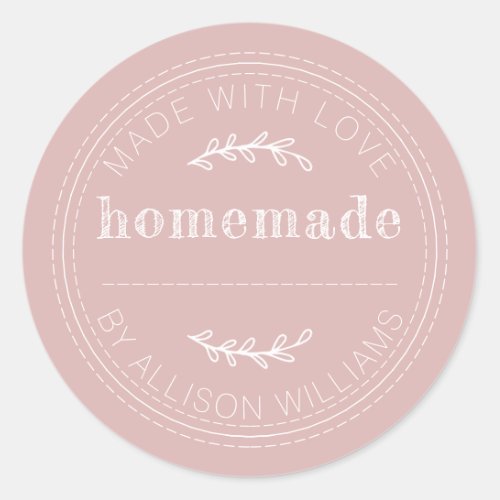 Rustic Homemade Baked Goods Jam Can Silver Pink Classic Round Sticker