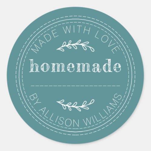 Rustic Homemade Baked Goods Jam Can Teal Classic Round Sticker