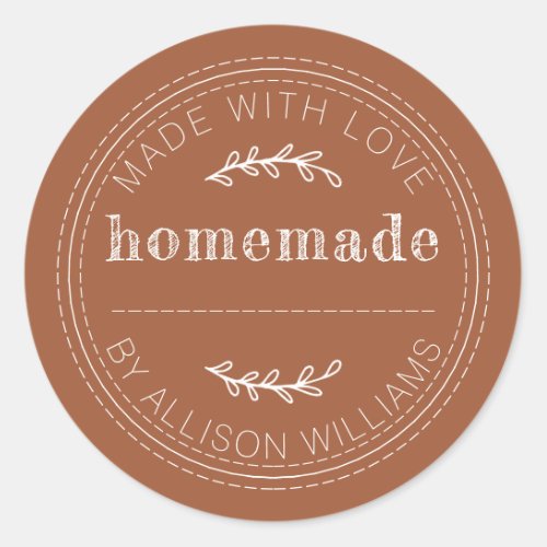 Rustic Homemade Baked Goods Jam Can TerraCotta Classic Round Sticker