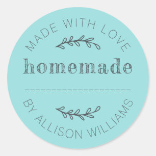 Rustic Homemade Baked Goods Jam Can Turquoise Blue Classic Round Sticker