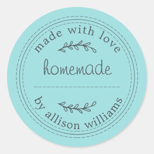 Rustic Homemade Baked Goods Jam Can Turquoise Classic Round Sticker