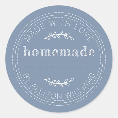 Rustic Homemade Baked Goods Jam Can Vintage Blue Classic Round Sticker