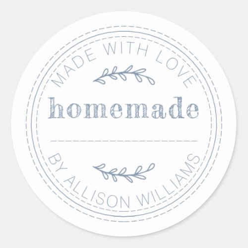 Rustic Homemade Baked Goods Jam Can Vintage Blue Classic Round Sticker
