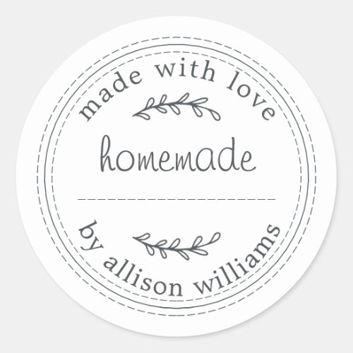 Rustic Homemade Baked Goods Jam Can White Classic Round Sticker