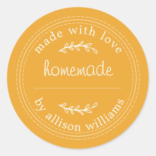 Rustic Homemade Baked Goods Jam Can Yellow Classic Round Sticker