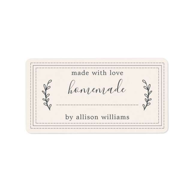 Rustic Homemade Baked Goods Jam Canning Ivory Label (Front)