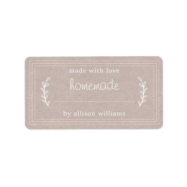 Rustic Homemade Baked Goods Jam Canning Kraft Label (Front)