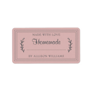 Rustic Homemade Baked Goods Jam Canning Pink Label