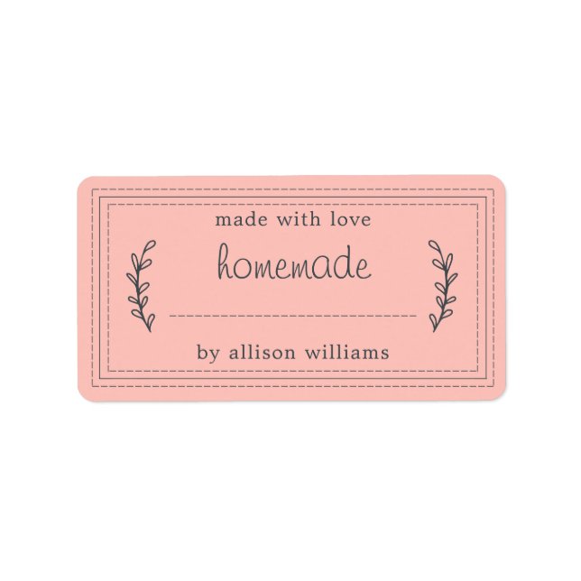 Rustic Homemade Baked Goods Jam Canning Pink Label (Front)