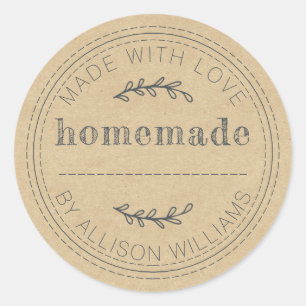 Rustic Homemade Baked Goods Kraft Paper Classic Ro Classic Round Sticker