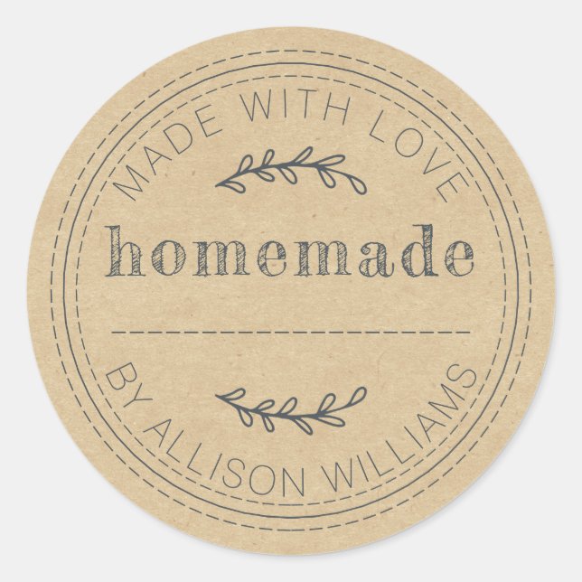 Rustic Homemade Baked Goods Kraft Paper Classic Ro Round Sticker (Front)