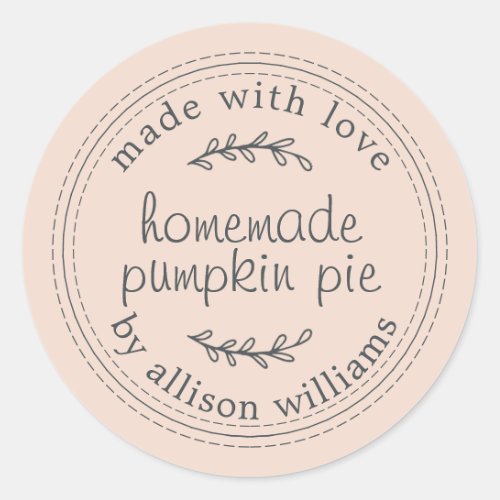 Rustic Homemade Baked Pumpkin Pie Peach Dust Classic Round Sticker