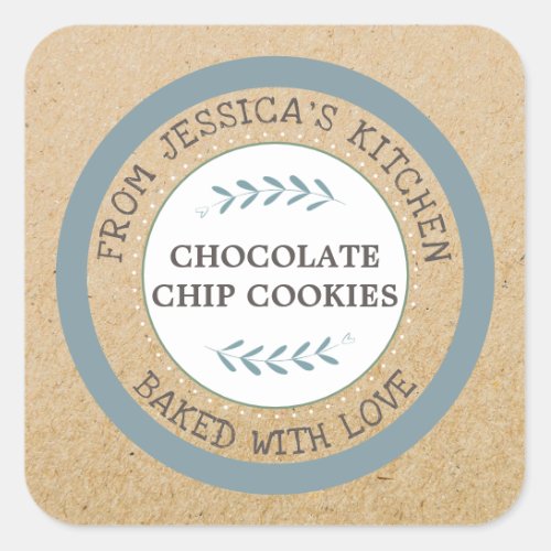 Rustic Homemade Baked With Love Baking Gift Square Sticker