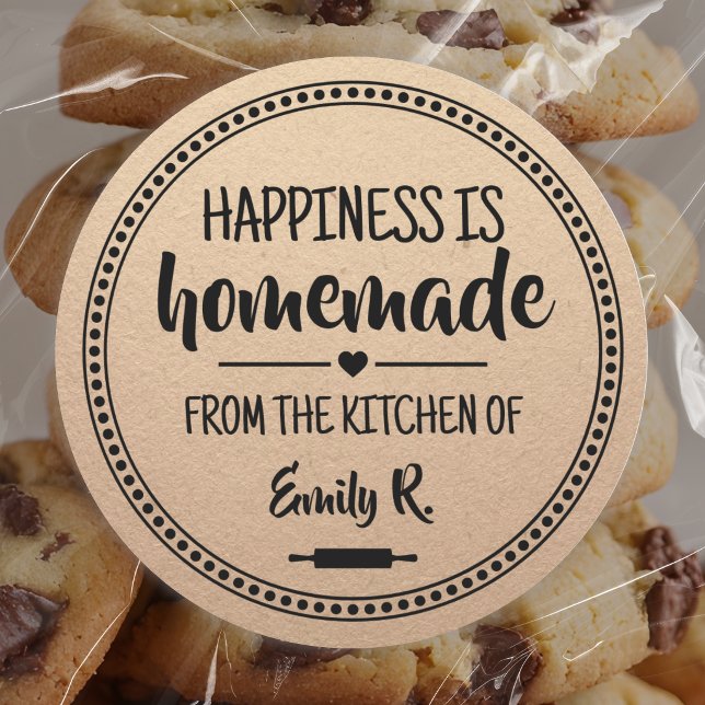 Rustic Homemade Baking Brown Craft Paper Classic Round Sticker (Creator Uploaded)