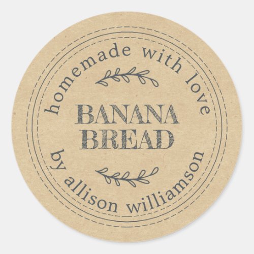 Rustic Homemade  Baking Gift Kraft Paper Classic Round Sticker