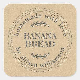 Rustic Homemade  Baking Gift Kraft Paper Square Sticker