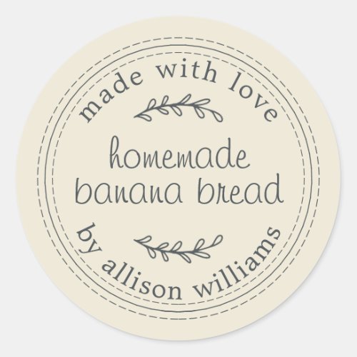 Rustic Homemade Banana Bread Antique White Classic Round Sticker