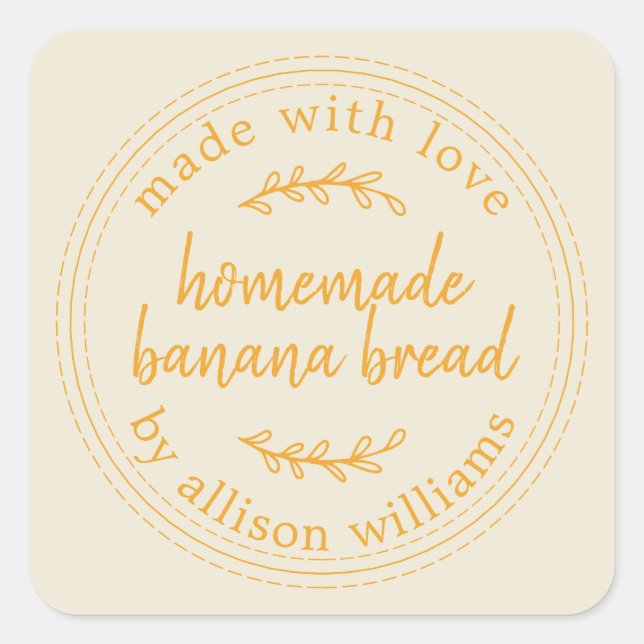 Rustic Homemade Banana Bread Antique White Square  Sticker (Front)