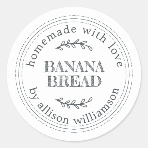 Rustic Homemade  Banana Bread Baking Gift Classic Round Sticker