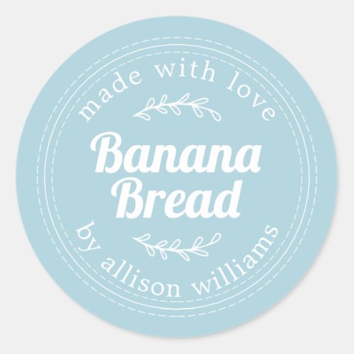 Rustic Homemade Banana Bread Blue Classic Round Sticker