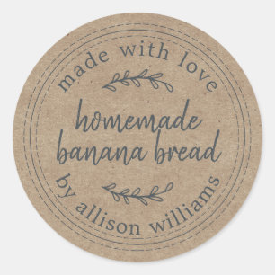 Rustic Homemade Banana Bread Kraft Paper Classic Round Sticker