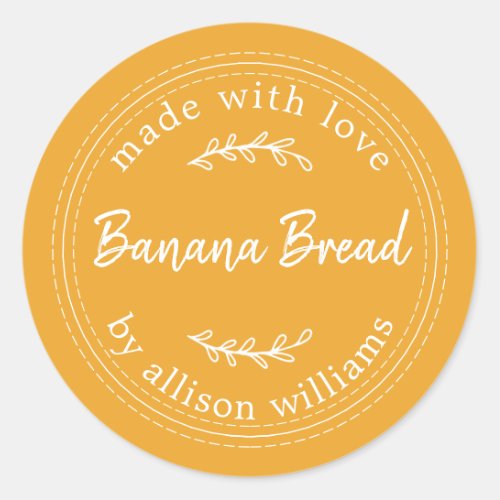 Rustic Homemade Banana Bread Mellow Yellow Classic Round Sticker