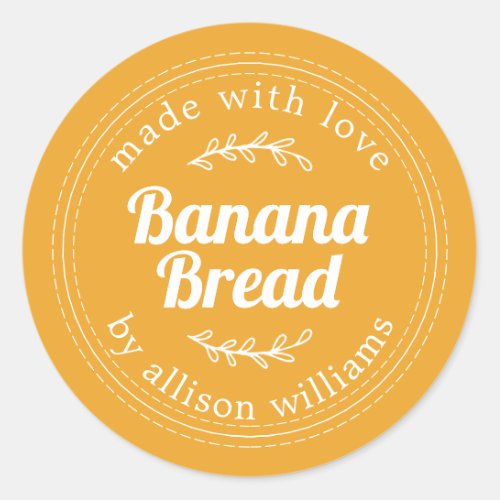 Rustic Homemade Banana Bread Mellow Yellow Classic Round Sticker