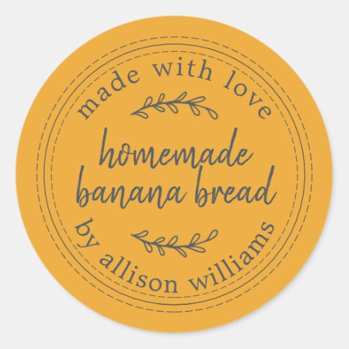 Rustic Homemade Banana Bread Mellow Yellow Classic Round Sticker