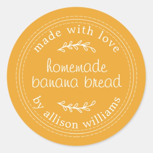 Rustic Homemade Banana Bread Mellow Yellow Classic Round Sticker