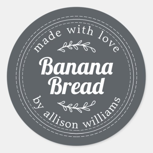 Rustic Homemade Banana Bread Off_Black Classic Round Sticker
