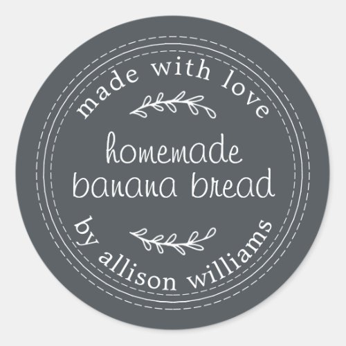 Rustic Homemade Banana Bread Off_Black Classic Round Sticker