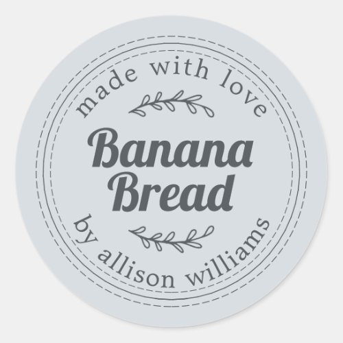 Rustic Homemade Banana Bread Pastel Blue Classic Round Sticker