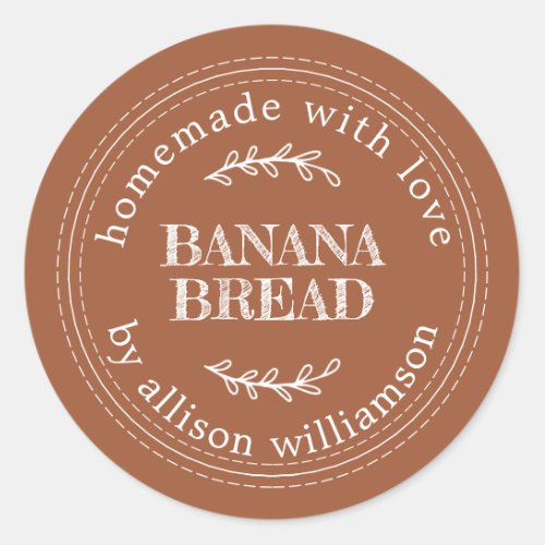 Rustic Homemade  Banana Bread TerraCotta Classic Round Sticker