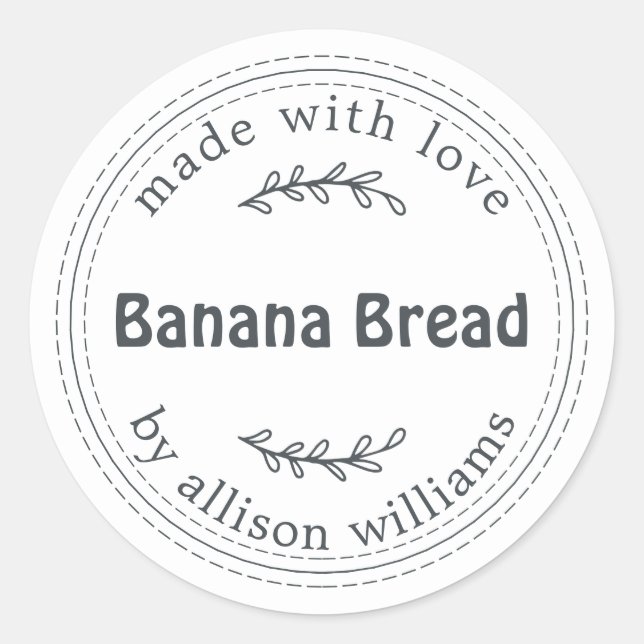 Rustic Homemade Banana Bread Yellow Classic Round Sticker (Front)