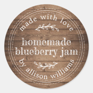 Rustic Homemade Blueberry Jam Barn Wood Classic Round Sticker