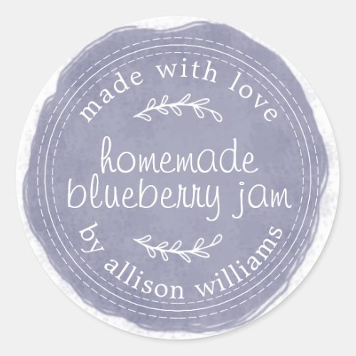 Rustic Homemade Blueberry Jam Can Navy Blue Jar Classic Round Sticker