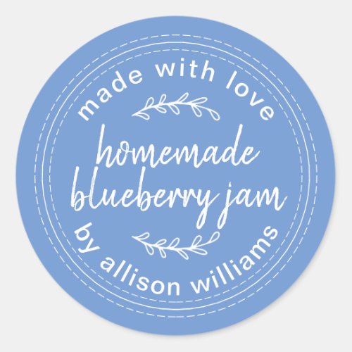 Rustic Homemade Blueberry Jam Canning Blue Classic Round Sticker