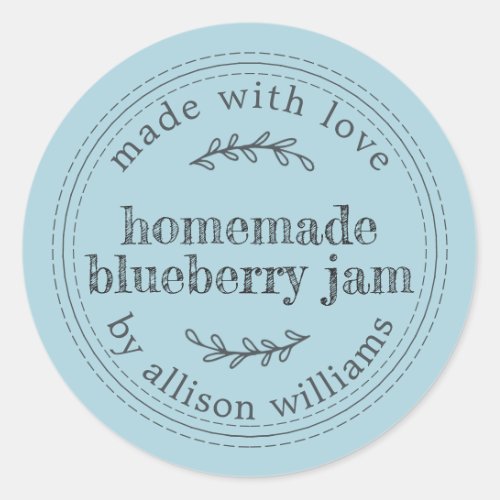 Rustic Homemade Blueberry Jam Canning Blue Classic Round Sticker