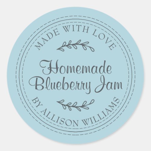 Rustic Homemade Blueberry Jam Canning Blue Glow Classic Round Sticker