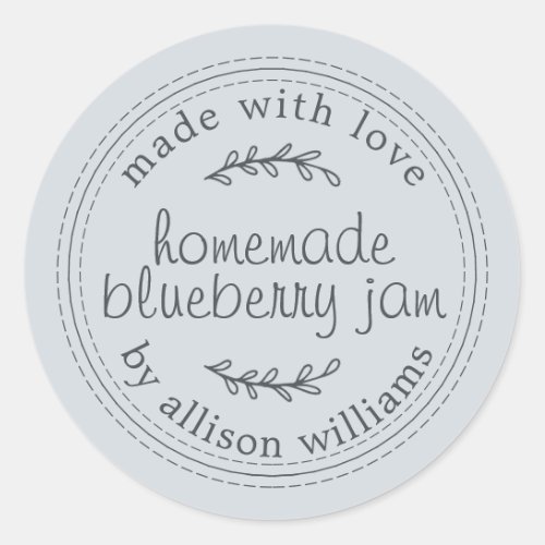 Rustic Homemade Blueberry Jam Canning Blue Jar Classic Round Sticker